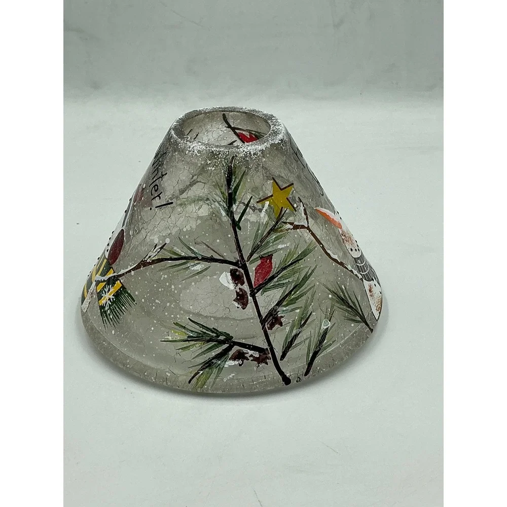 Yankee Candle Jar Shade 2012 Clear Snowman Follow the Star‎ Crackle Glass Large